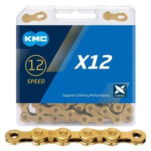 Цепь 5-303511 X12 Ti-N 11/128 12ск. 126 зв с замком, золотистая, KMC