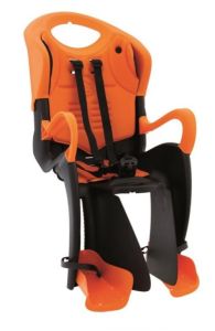 Детское велокресло BELLELLI Tiger на багажник, чёрно-оранжевое с оранжевой вставкой