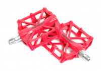 Педали алюминиевый H36 широкие с 2-мя герм. промподш. 92*95*15мм, 420 г красные HORST