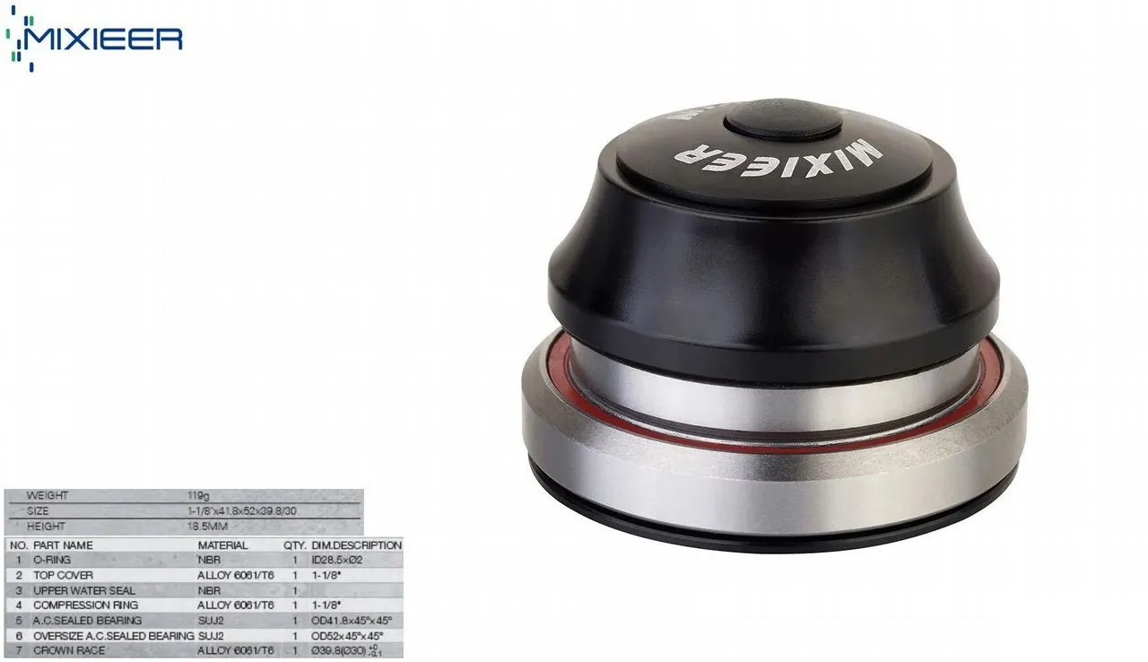 Рулевая колонка MIXIEER QLP-40F, 1-1/8", безрезьбовая