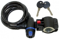 Замок вело 10х1800мм автом. с защ. колпачком полупрозр. (40) M-WAVE