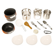 Набор посуды туристический (кастрюли 2 шт., приборы, печка-щепочница, карабин, миски 3 шт.) 7801229