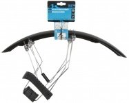 Крылья металлопласт. шоссе укорочен. б/съемн. 28"х42мм с усами регул. черные M-WAVE