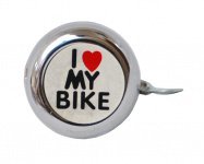 Звонок 00-170691 сталь детский серебристый с рисунком "I love my bike"