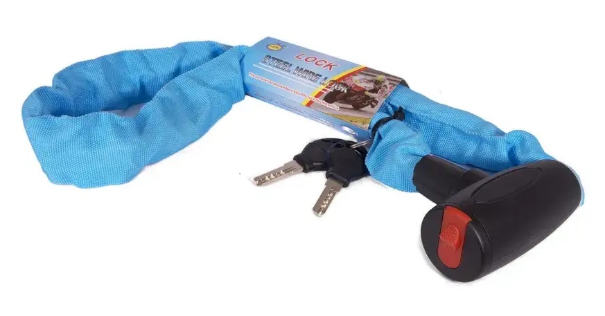 Замок велосипедный, цепь, с ключами, 6×1000мм, в тканевой оплетке