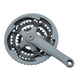 Система шатунов велосипедная , 21-24 скорости, сталь, 28/38/48 170мм, с пластиковой защитой, черная, 00-170122