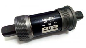 Каретка-картридж NECO, стальная, под стакан  68мм, квадратный вал, 115мм х1,37х24,  черная