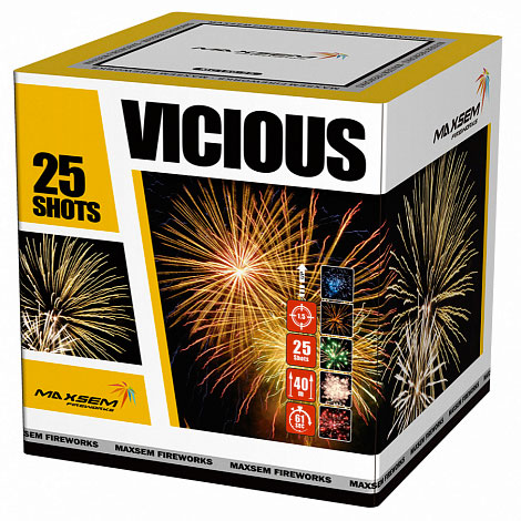 Батарея салютов MAXSEM Vicious, 25 залпов, MC150-25