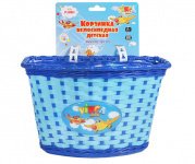 Корзина детская 240х165х155мм на руль, 12-16, Самолетики, синяя