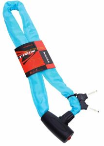 Замок-цепь 6х1000мм TRIX в тканевой оплетке+ключи , синий