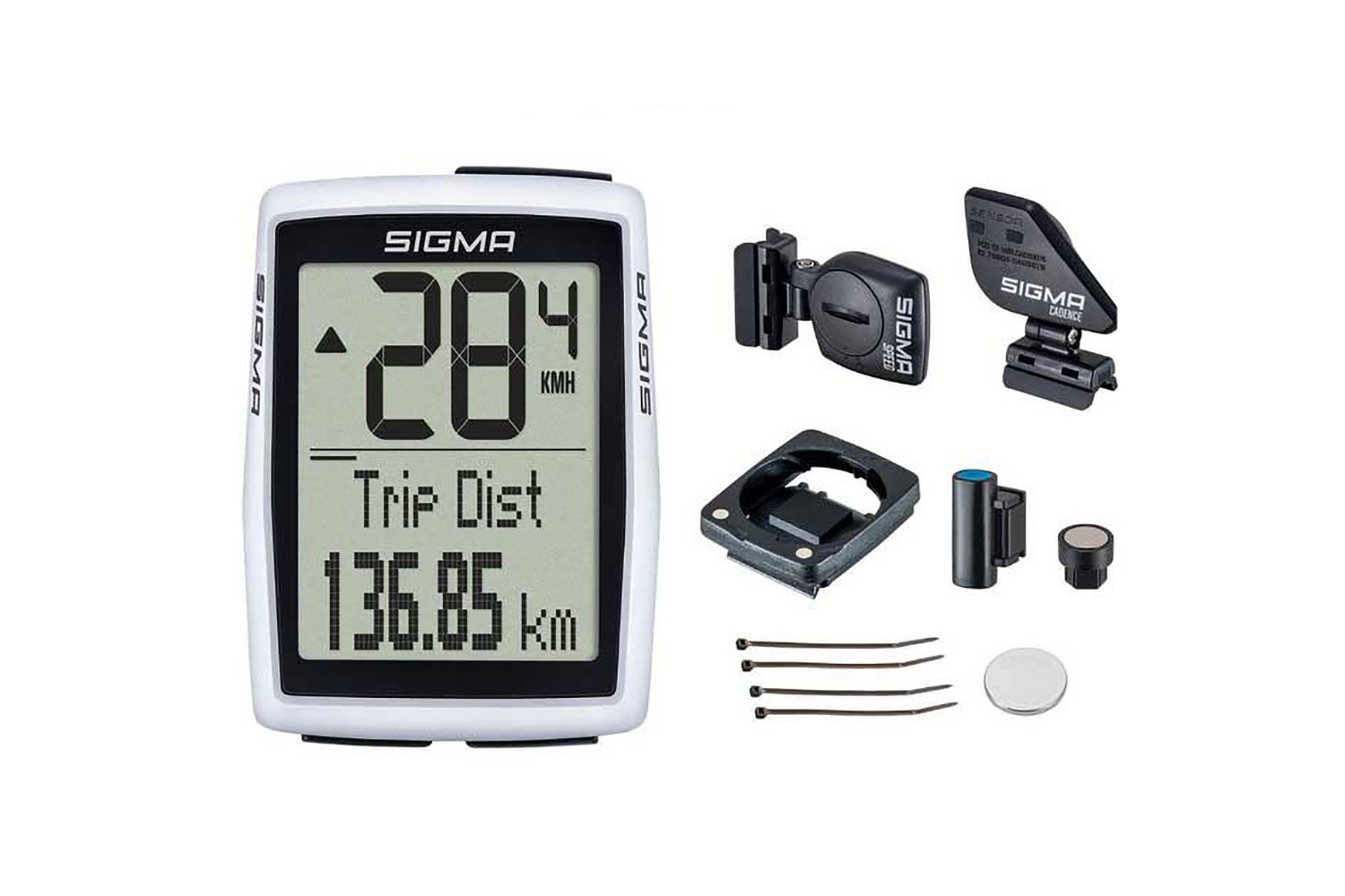 Велокомпьютер SIGMA BC 12.0 WR с датчиком каденса, 12 функций, белый