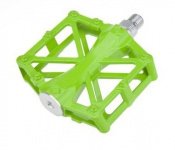 Педали алюминиевый H36 широкие с 2-мя герм. промподш. 92*95*15мм, 420 г зеленые HORST