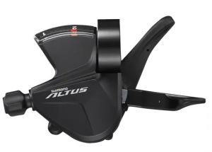 Шифтер Shimano Altus, M2010, лев, 2ск, индикатор, трос 1800мм, черный, без уп ASLM20102LB
