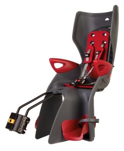 Детское велокресло BELLELLI Summer B-Fix на подседельный штырь, темно-серый с красной вставкой