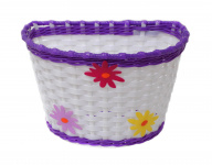 Корзина детская 23,5х16,5х15,5см пласт. универс. крепл.на руль 2-мя ремешками, бело-фиолет