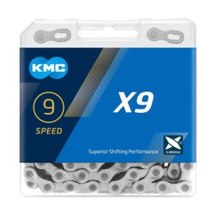 Цепь KMC X9 Silver 9 ск., 114 зв., с замком, серебристая 