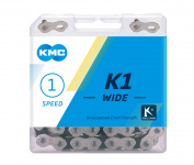 Цепь KMC K1 -WIDE- 112 зв. 1/2"х1/8" с замком CL710, 1 скоростная для BMX серебристо-черная