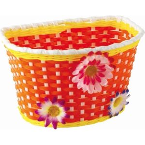 Корзина 00-170435 детская 24х16,5х15,5см пласт. универс. крепл. на руль 2-мя ремешками, оранжевая