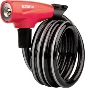 Велозамок ETOOK трос, с ключами, 12x1500мм, уровень защиты 3, в оплётке,ET455R