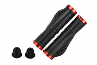 Грипсы MTB VDG8003 135mm, анатомич.,c 2 грипстопами, под шестигранник, черно-красные