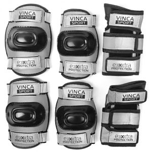 Комплект защиты детский VINCA SPORT (наколенники, налокотники, наладонники),светоотр,VP 37 размеры S,M