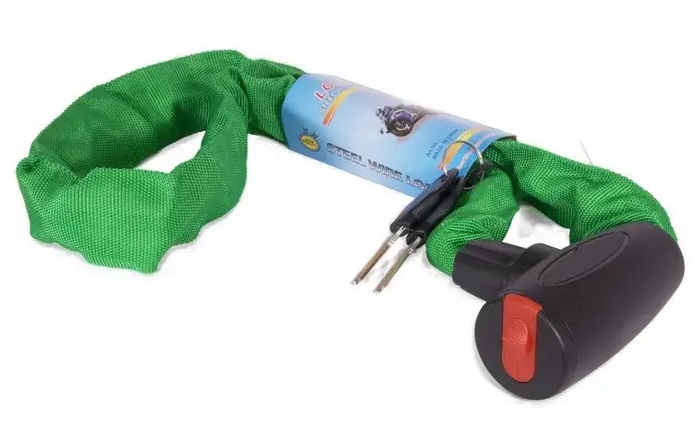 Замок велосипедный, цепь, с ключами, 6×1000мм, в тканевой оплетке