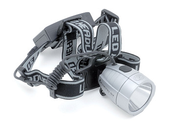 Фара 8-12002221 на лоб 1д.1W повыш. ярк./2ф. A X-Head 1W регул. серебр. (20) с батар. AUTHOR